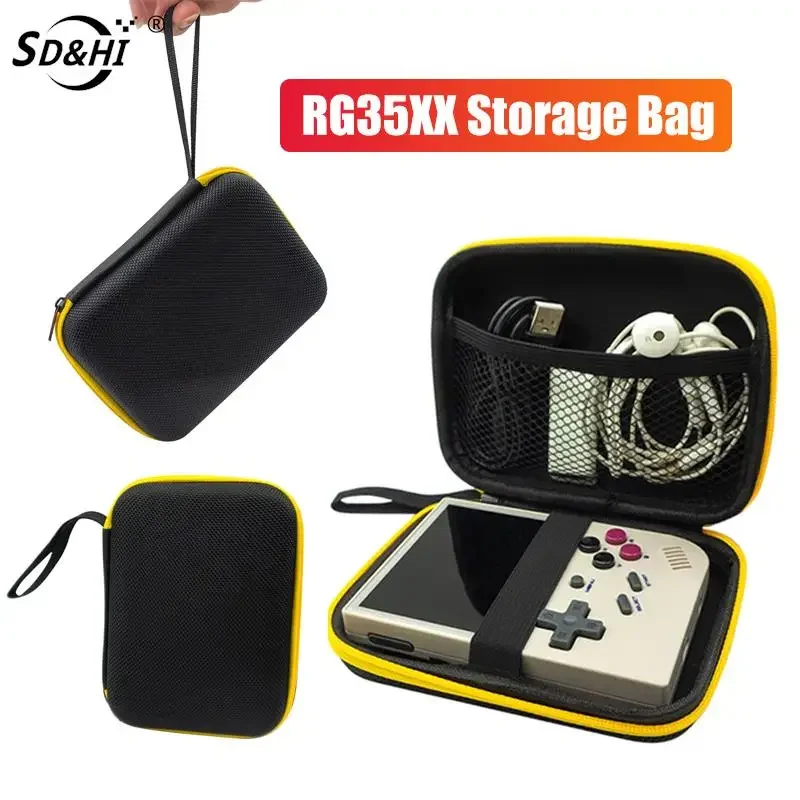 Black Portable Mini Storage Case Bag For RG35XX RG353VS Retro Handheld Game Console Protective Shell Pouch Accessories
