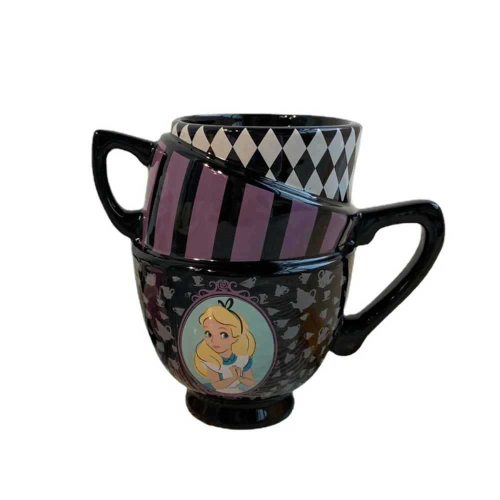 Taza de café personalizada de dibujos animados de Disney, de tres capas Taza de cerámica, taza de tazas de agua, Alicia, aventuras del país de las