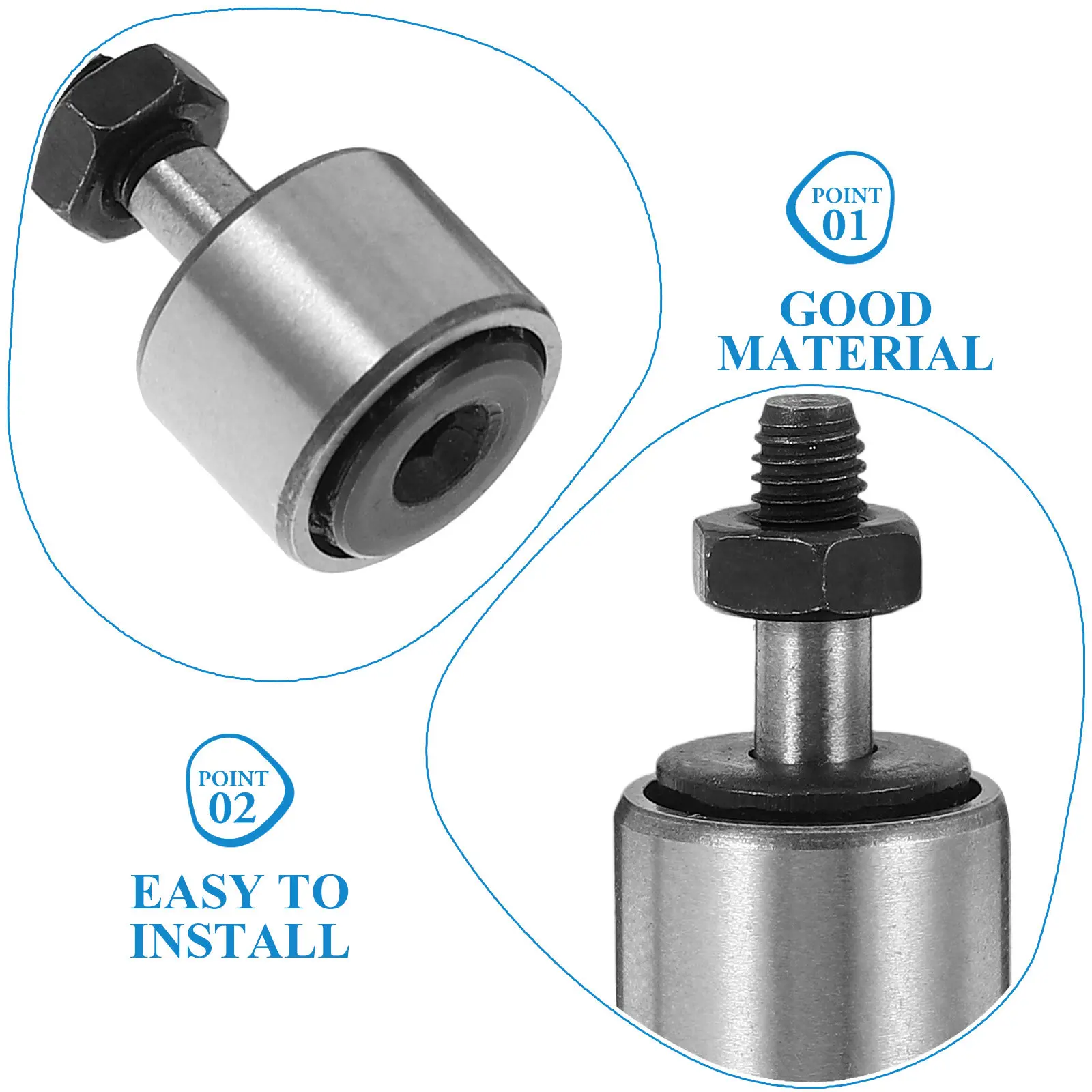 4Pcs Steel Bolt Type Cam Follower Bearing Needle Roller Bearing Heavy Duty Load Capacity Smooth Operation Industrial Automation