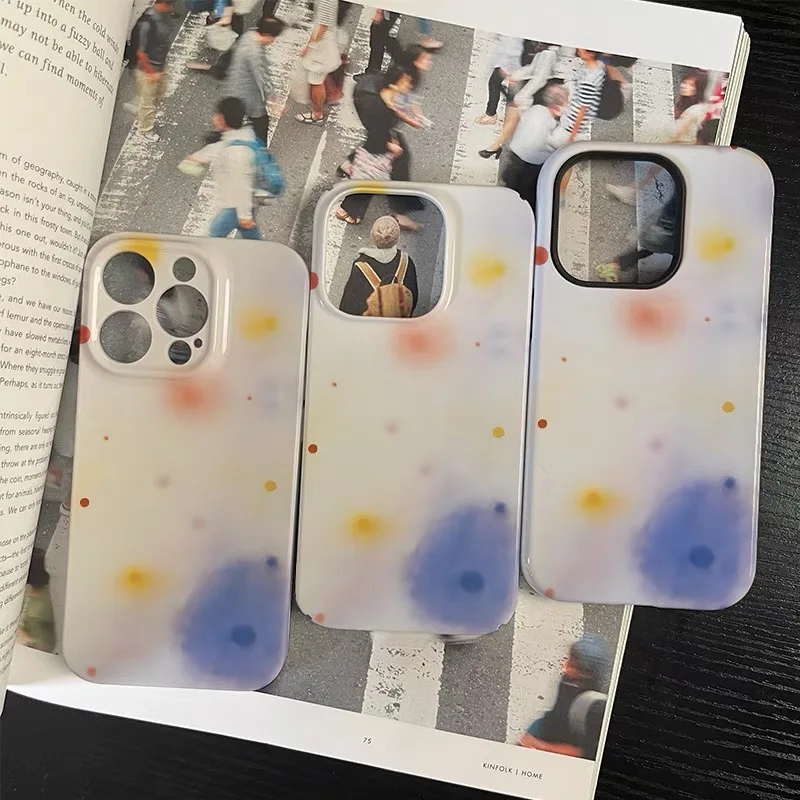 KOREAN INS Color halo art Phone Case for IPhone 16 14 11 12 13 Pro 16 15 PLUS Style Cute Phone Case for IPhone XR XS MAX SE2022