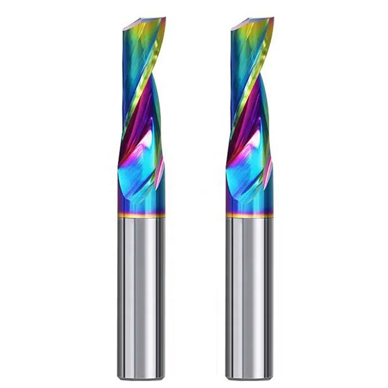 1 個 DLC カラー塗装シングルフルート超硬エンドミル CNC タングステン鋼アルミフライスカッター 2 ミリメートル 3.175 ミリメートル 4 ミリメートル 6 ミリメートル