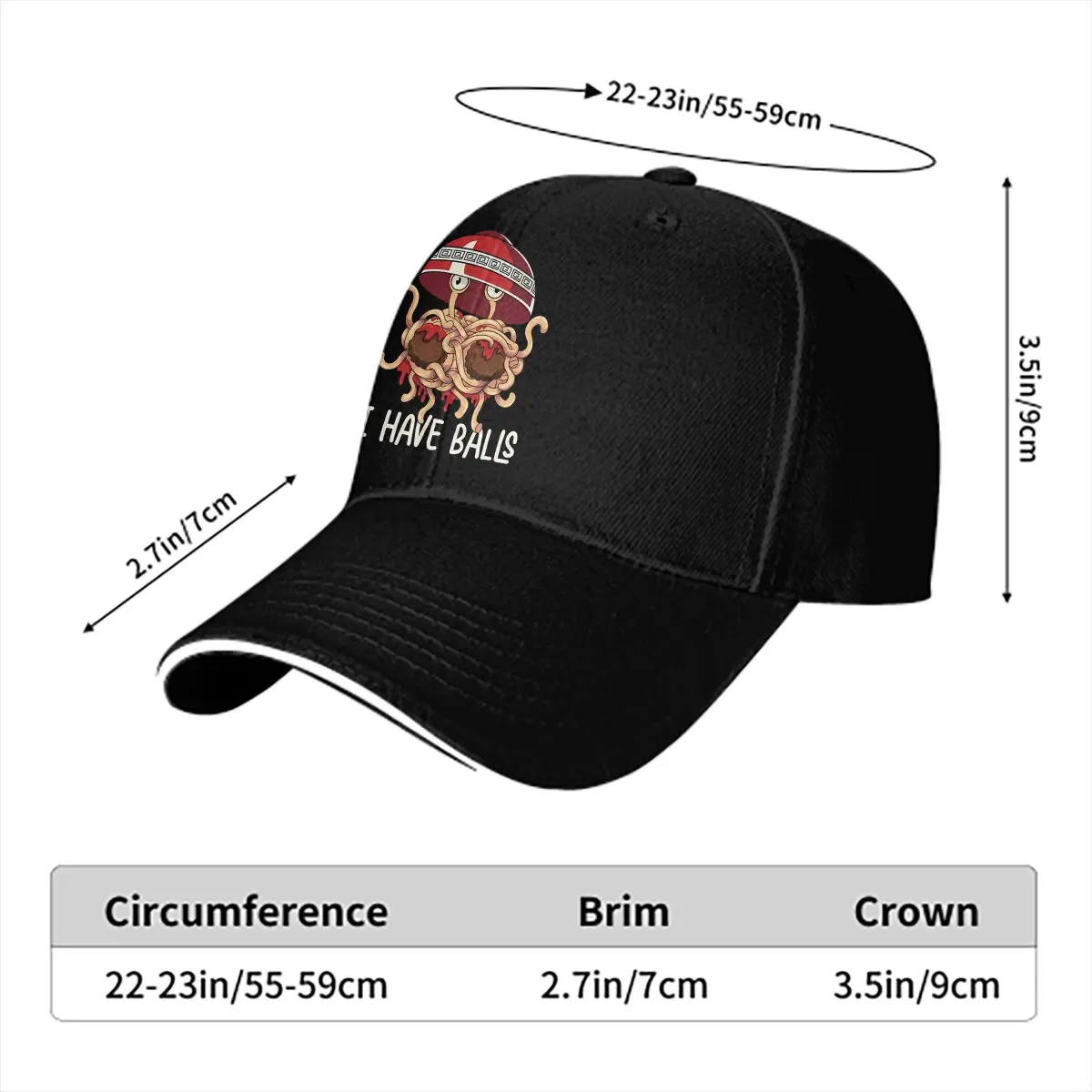 Pure Color Dad Hats Pastafarianism FSM I Have Balls Men's Hat Sun Visor Baseball Caps Flying Spaghetti Monster Peaked Cap image 2