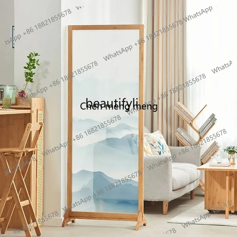 LHY26 ss yj Chinese Style Home Subareas Screens Simple Fabric Blocking Hallway Mobile Seat Screen