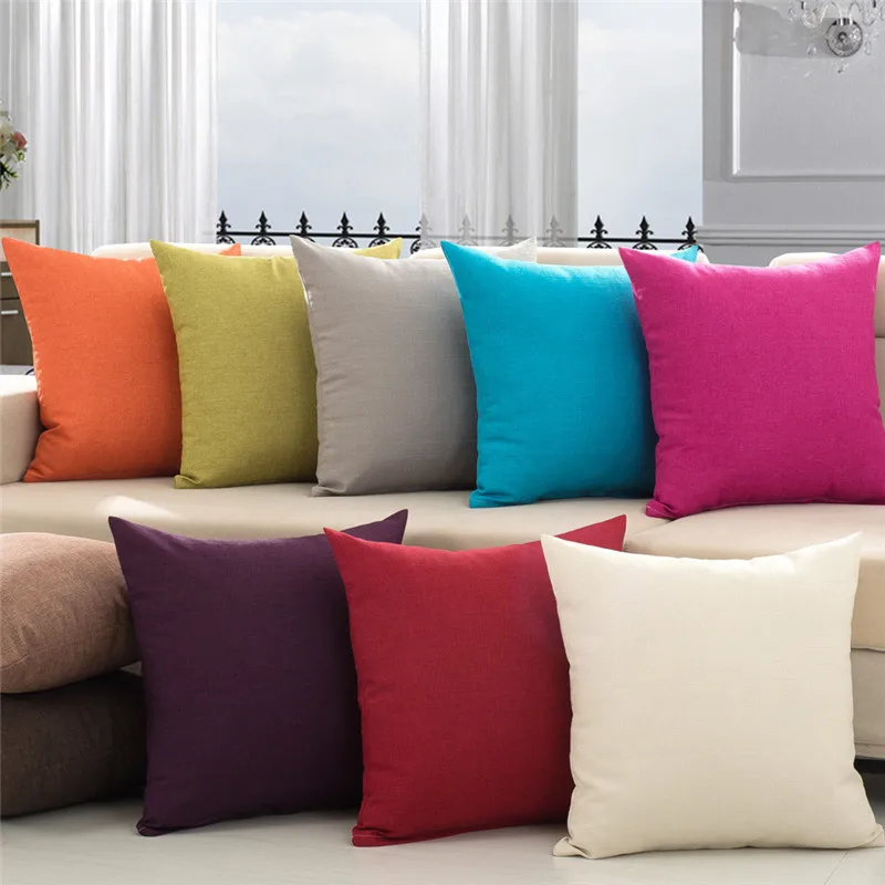 45x45cm High Quality Solid Color Sofa Cushion Cover Car Office Waist Chair Seat Decoration Pillow Case