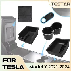 Storage Box for Tesla Model Y 2024 Accessories Center Console Trays for Tesla Model Y 2021-2024 Hidden Box Webcam Cover