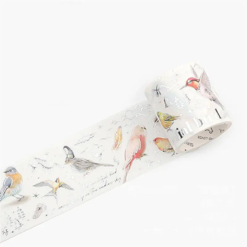 Vintage Feathers Flowers Bird Masking Washi Tape Retro Ins Decorative Adhesive Material Sticker Label Scrapbooking