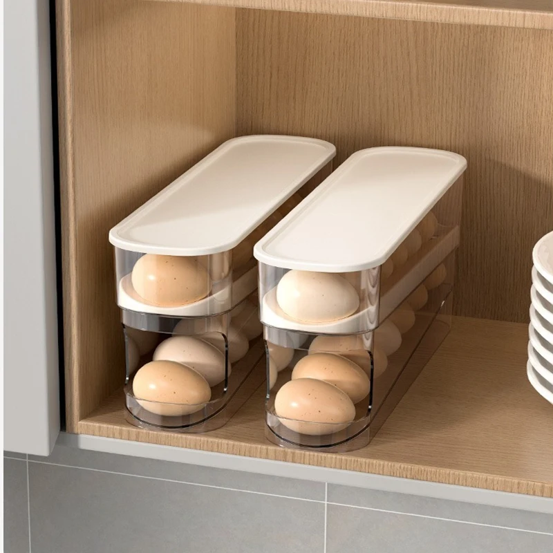 Refrigerator Egg Storage Box Automatic Scrolling Egg Holder Household Large Capacity Kitchen Dedicated Roll Off Egg Storage Rack