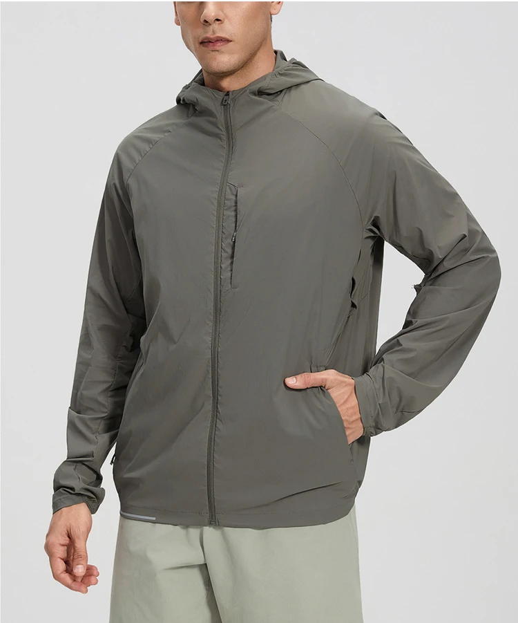 Herren Regenjacke Wasserdicht Leicht Reflektierend Packbare Regenjacke mit Reißverschluss Wanderjacken für Laufen Radfahren Golf Angeln – Detail 5