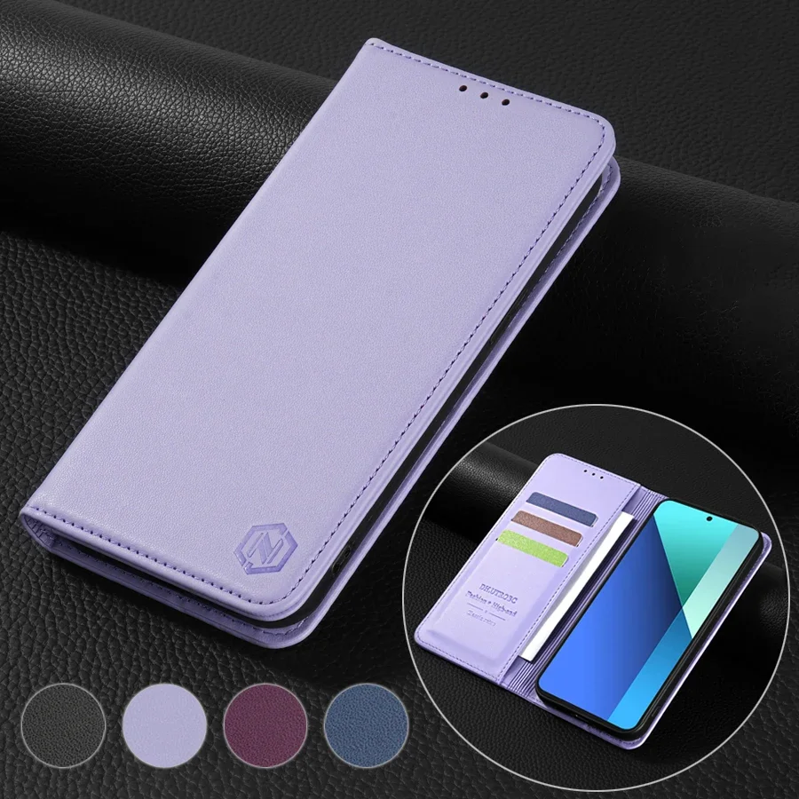 Wallet Skin Friendly Magnetic Slot Flip Leather Case For Xiaomi Redmi Note 13 12S 11 10 9 Pro 13C 12C 10C 9A 9C 13T 11T Poco C65