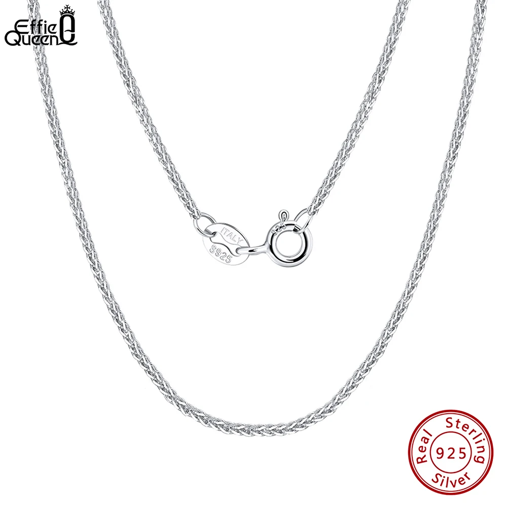 

Effie Queen 1.2mm 100%Real 925 Sterling Silver Chopin Chain Necklace Chunky DIY Jewelry Making 40-60cm Neck Chains Unisex SC53