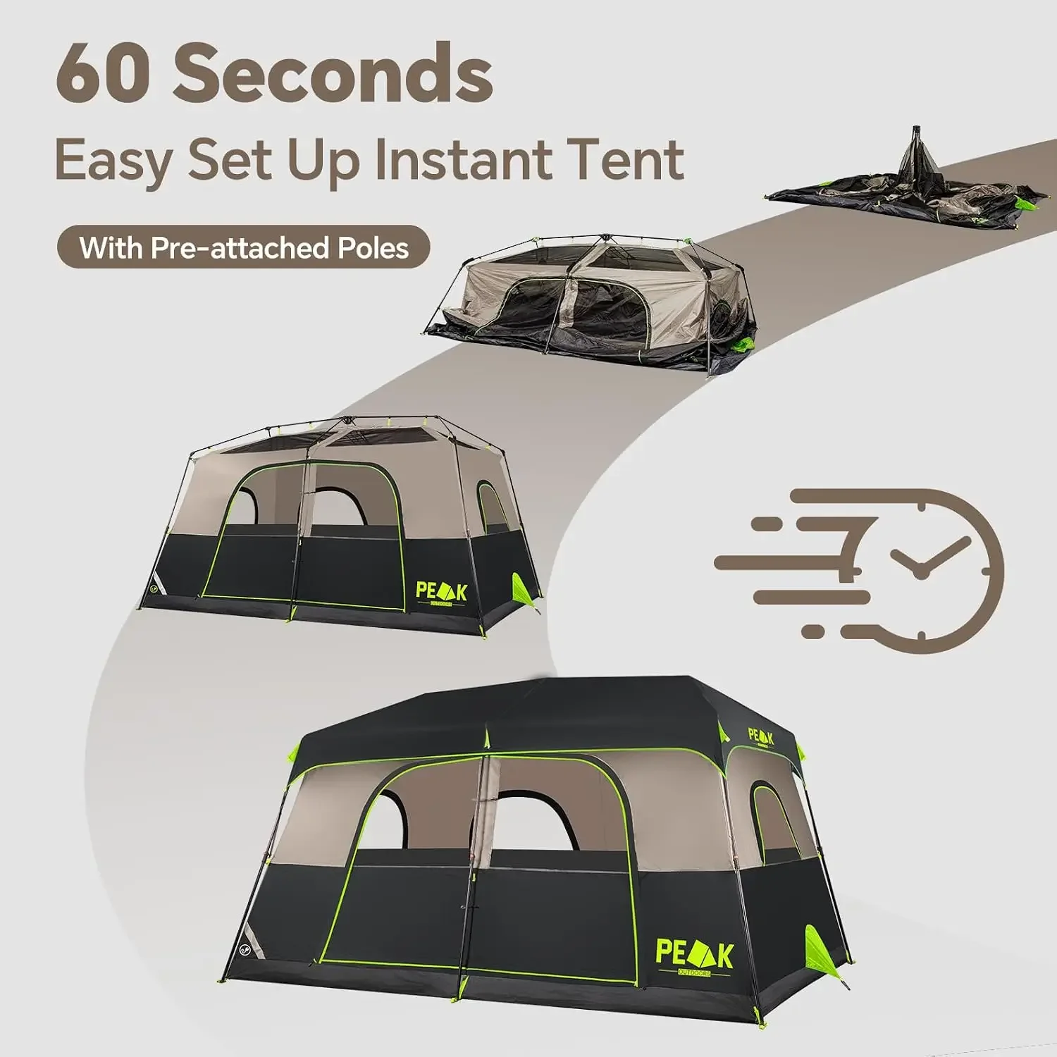 Instant Tent 6/8 Person Tents for Camping | 60 Second Easy Setup Tent with Rainfly,Waterproof Pop Up Tent for Family Camping