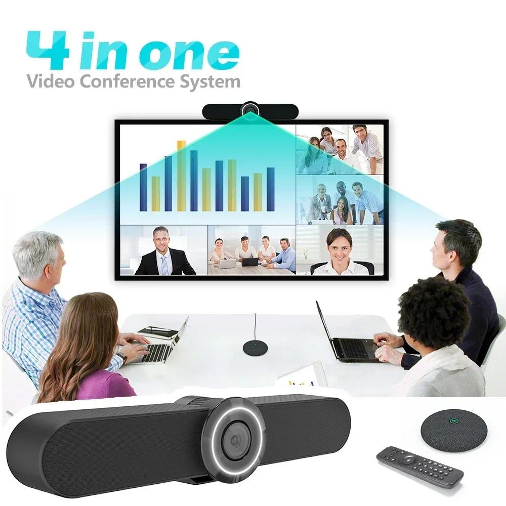 2026 All-in-One 360 degrees Video Conference System 4K HD Smart AI Conference Camera with Speaker and Microphone