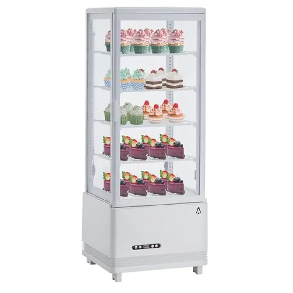 Commercial Refrigerator Display Case Countertop Fridge Upright Beverage Merchandiser Adjustable Shelves Interior LED Lighting