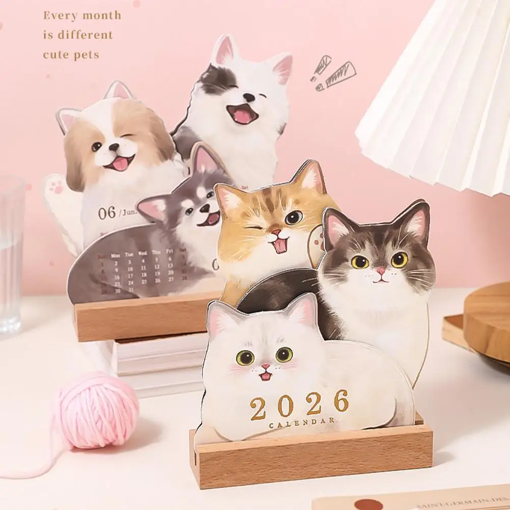 

3D Pet Calendar Desk Organizer Cute Puppy Kitten Design Eco Friendly Thick Cardboard Multifunctional Monthly Planner ﻿