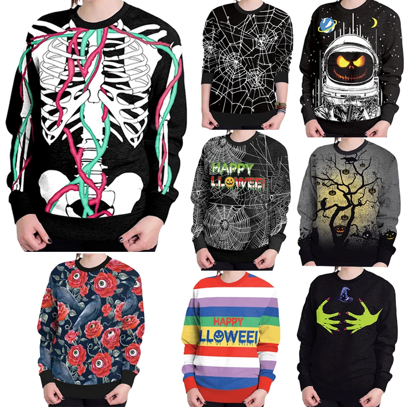 

Halloween Oversize Sweatshirt Couple Tracksuit Men Pullovers Skull Graphic Sweatshirts Gothic Streetwear Autumn Male Clothing