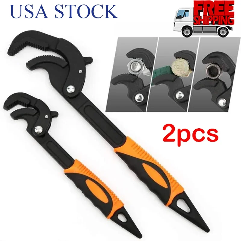 

2Pcs Multi-function Magic Wrench Universal Adjustable Wrenches Pipe Pliers Set Quick Open End Spanner Anti Slip Handle Hand Tool