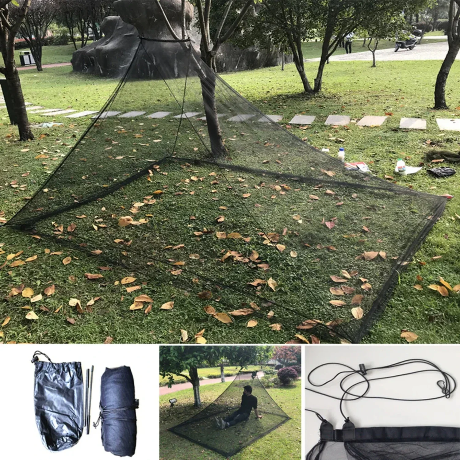 Lightweight Black Portable Outdoor Camping Mosquito Net Family Size S L Outdoor Mosquito Tent  (prefabricated text)