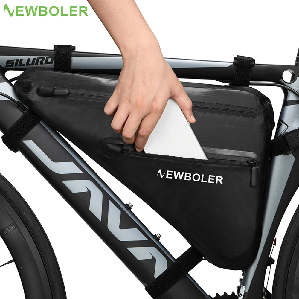 NEWBOLER Bike Bicycle Bag Front Tube Frame Handlebar Waterproof Cycling Bags Triangle Pouch Frame Holder Bicycle Accessories