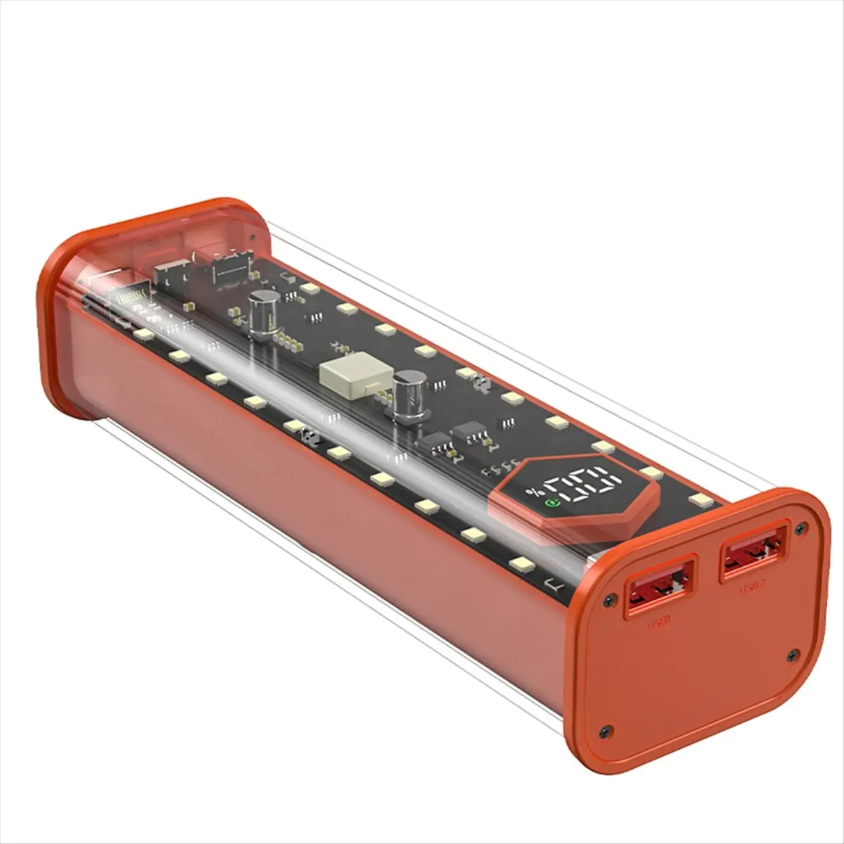 BIGSALE-21700 Battery Storage Box 4 Slots DIY Power Bank Box for 21700 Charger Dual USB Output TypeC Input Orange