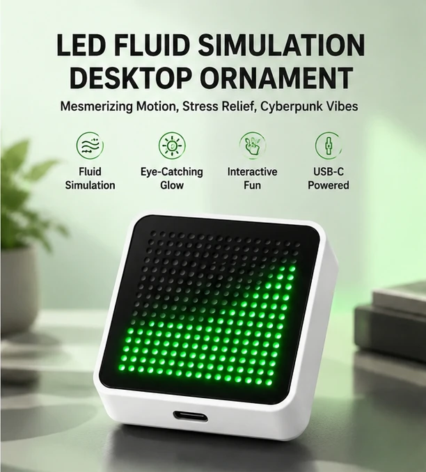 LED Fluid Simulation Desktop Ornament, Creative Water Flow Shaking Fidget Toy, Cyberpunk Gaming Setup Vibe Atmosphere Lamp view 4