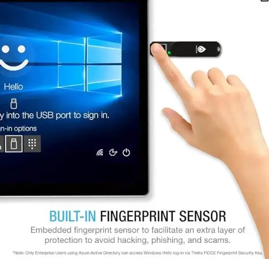 

THETIS FIDO2 Security Key Fingerprint USB A, authenticator, multi-layer protection HOTP/U2F WINDOWS,MACOS