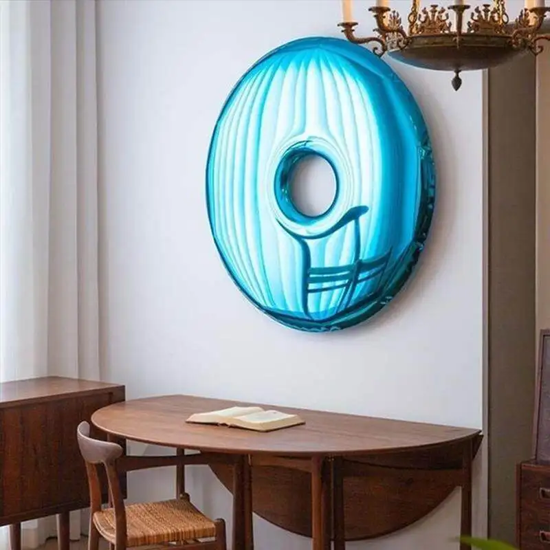 Stainless steel donut circular wall decoration, hotel living room dining room sofa background wall wall decoration