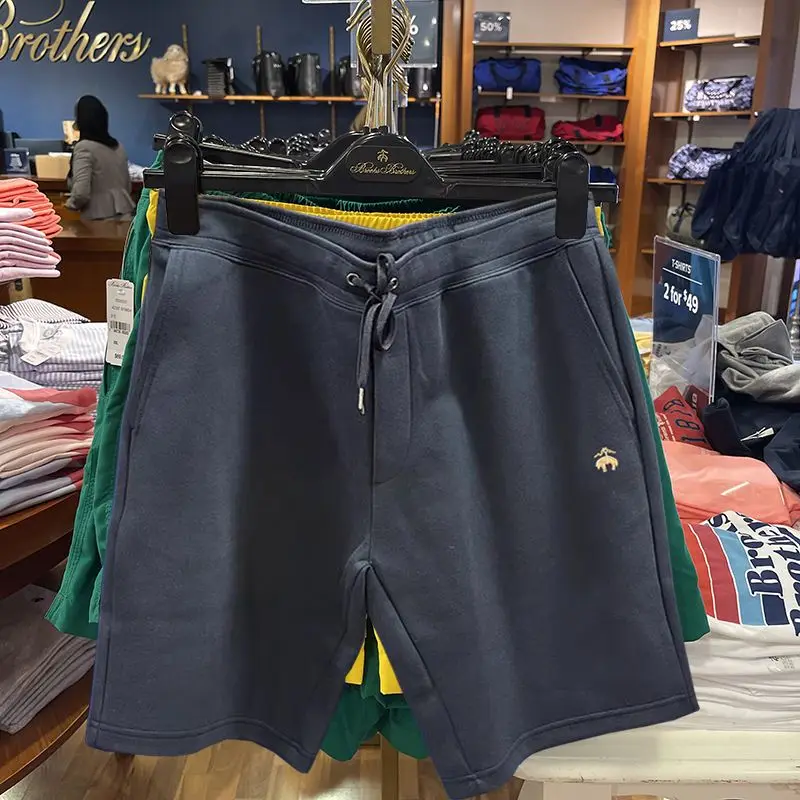 

Light luxury new men's casual five-point pants solid color printing simple standard drawstring sports casual shorts