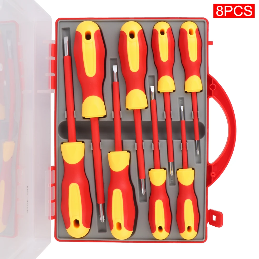 

Magnetic Single-Head With TPR Handle Grips Insulated Screwdriver Tool Set Electricians Tools Insulated Screwdriver Set 8PCS