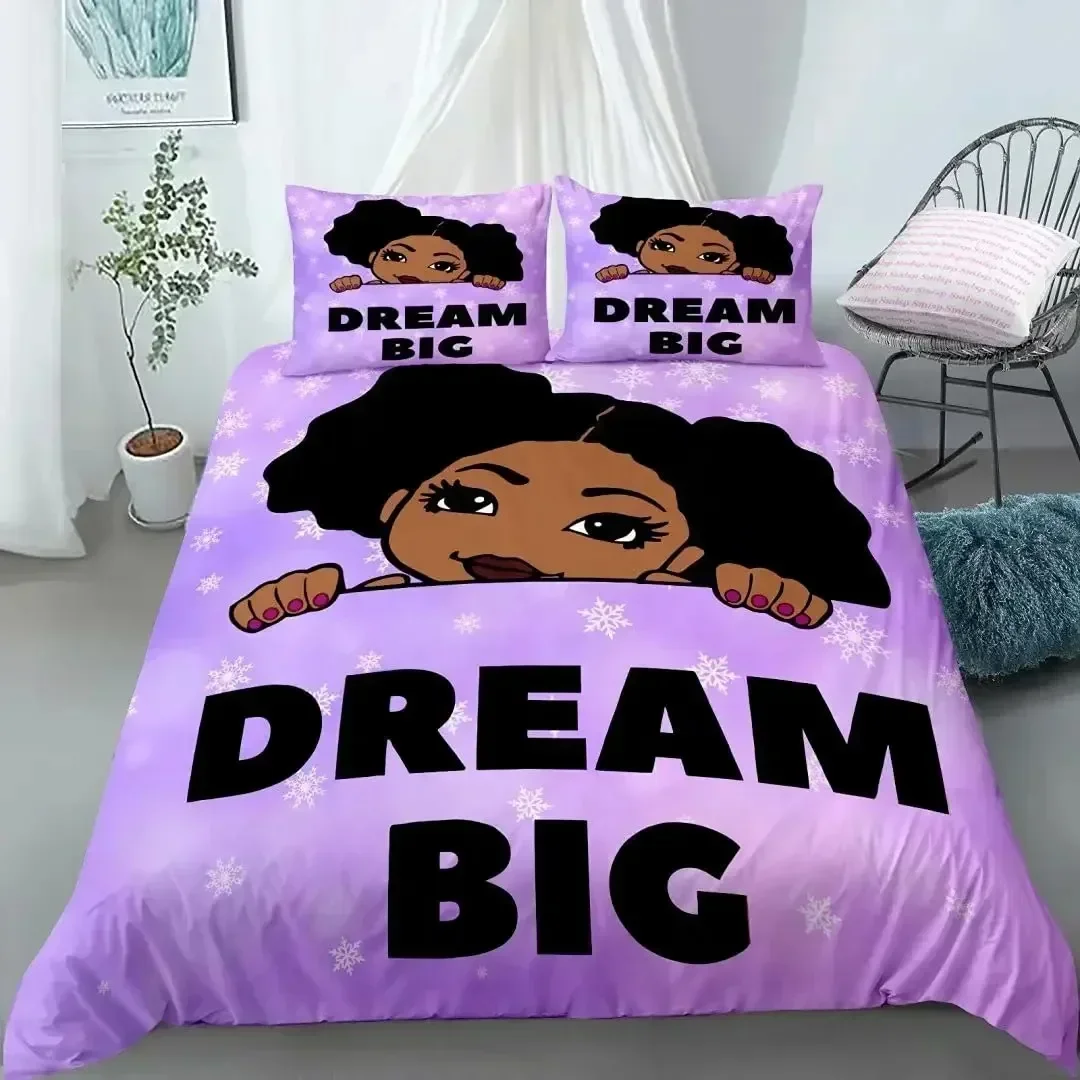 

frican American Duvet Cover Cute Ballet Princess Dancer Bedding Set Sheet Printed Pillowcase Bed Full Queen King Size Bedroom