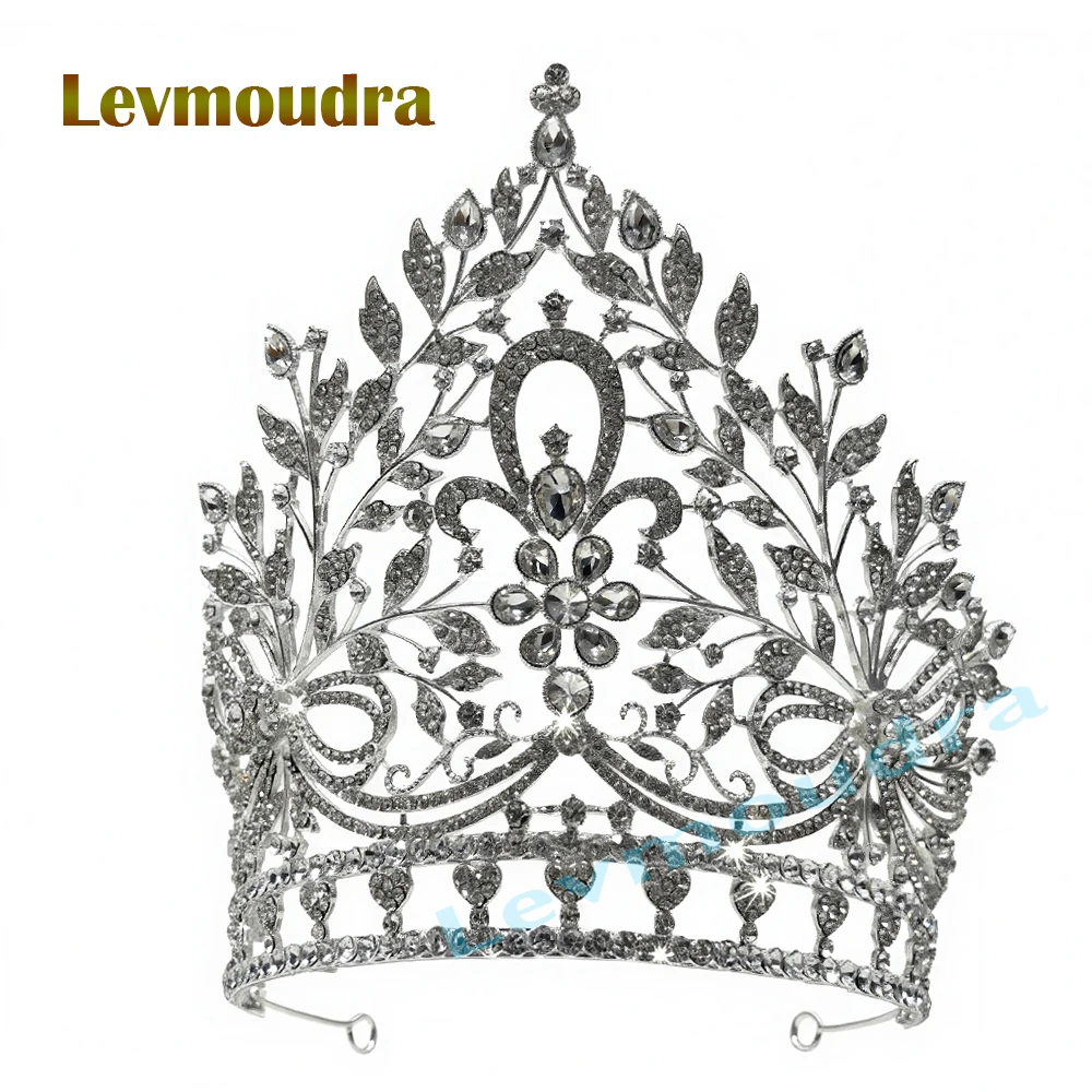 

Levmoudra Queen Tall Pageant Crowns Women Crystal Princess Tiaras Rhinestone Queen Headband Wedding Bridal Hair Accessories