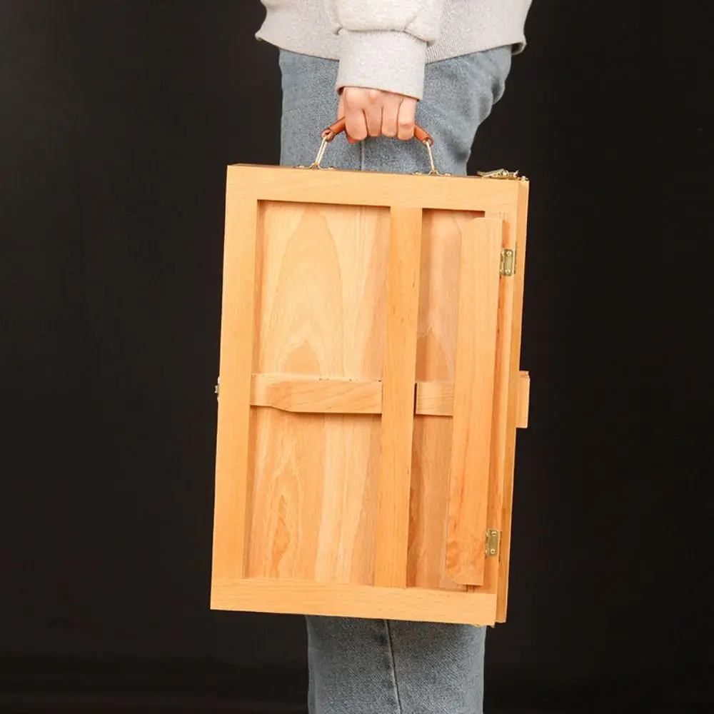 Adjustable Beech Wooden Table Easel Professional Multifunction Art Painting Easel Box Folding Oil Paint Sketch Drawer Box