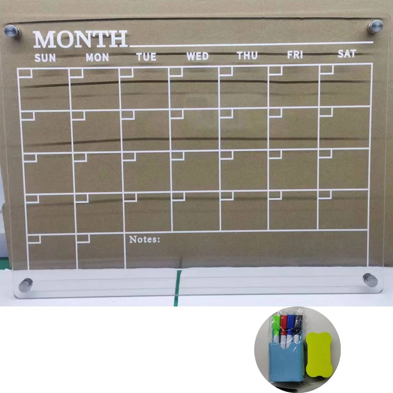 Magnetic Notepad Calendar Acrylic Weekly Monthly Meal Planner Erasable Board Weekly Calendar Refrigerator Message Board Durable