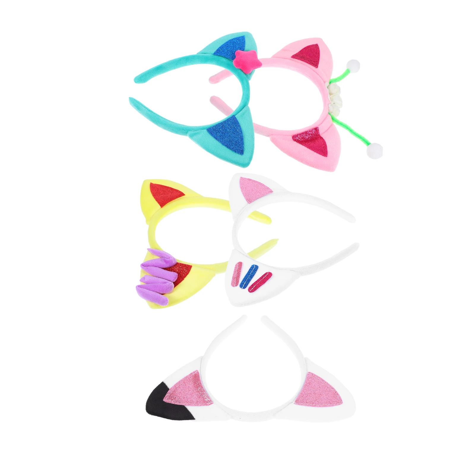 

5 Pcs Headband Cat Ears Animal Design Hairband Adult Headbands Costume Cute Halloween Party Headdress Headpiece for Girls Child