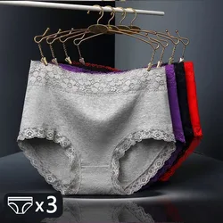 3 Pcs/Lot High Waist Underwear Women Panties Cotton Lace Briefs Girls Soft Seamless Underpants Sexy Pantys For Women Female