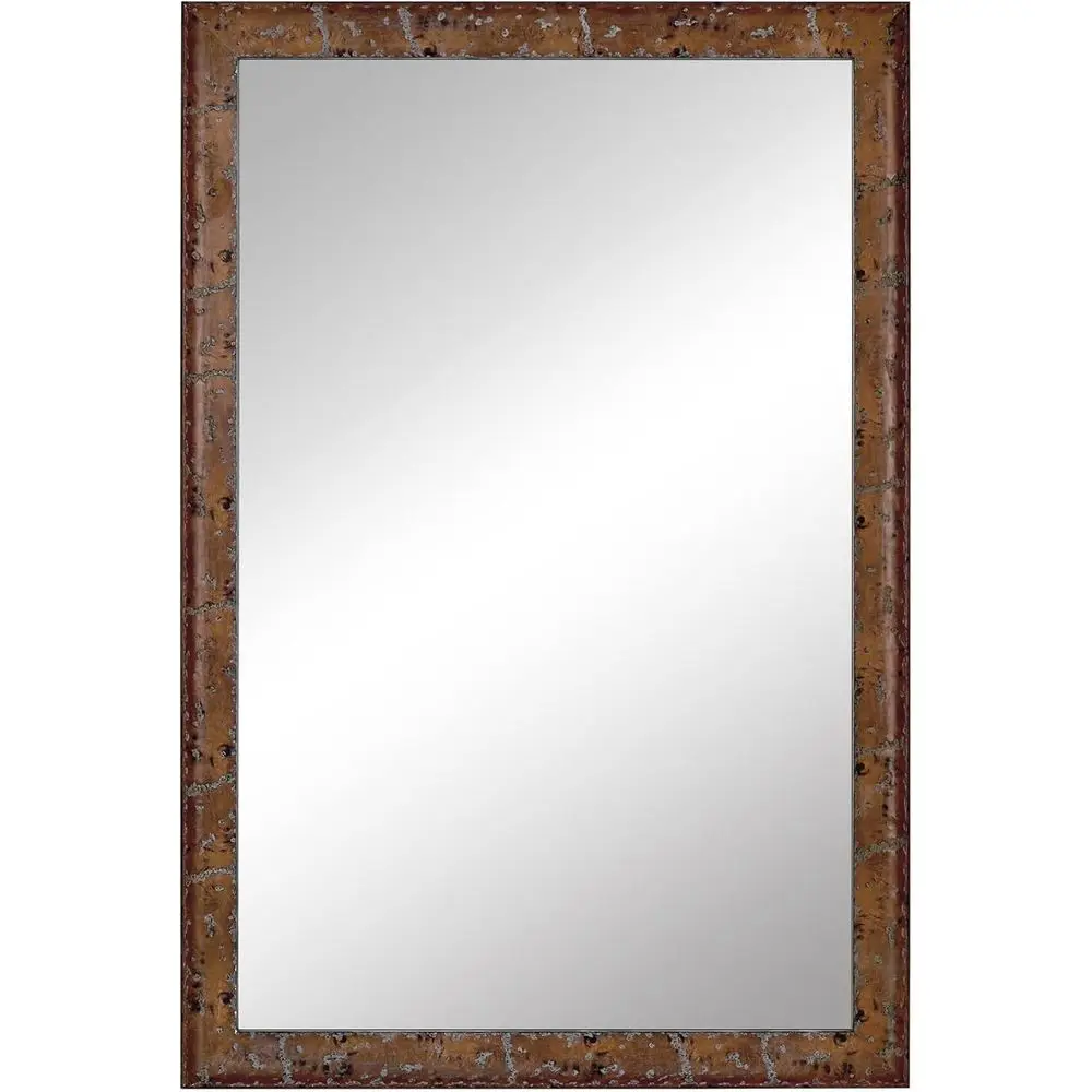 مرآة مستطيلة بإطار خشبي بني ريفي مقاس 20 × 30 بوصة لتزيين الحمام وديكور المنزل #2