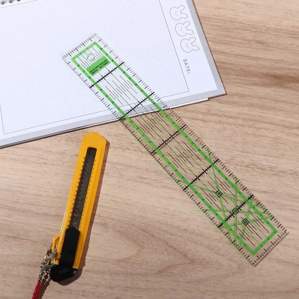 مسطرة خياطة اللحف من الأكريليك لقص الملابس ، مسطرة خياطة شفافة ، مسطرة رسم مستطيلة ، خياطة ، خضراء