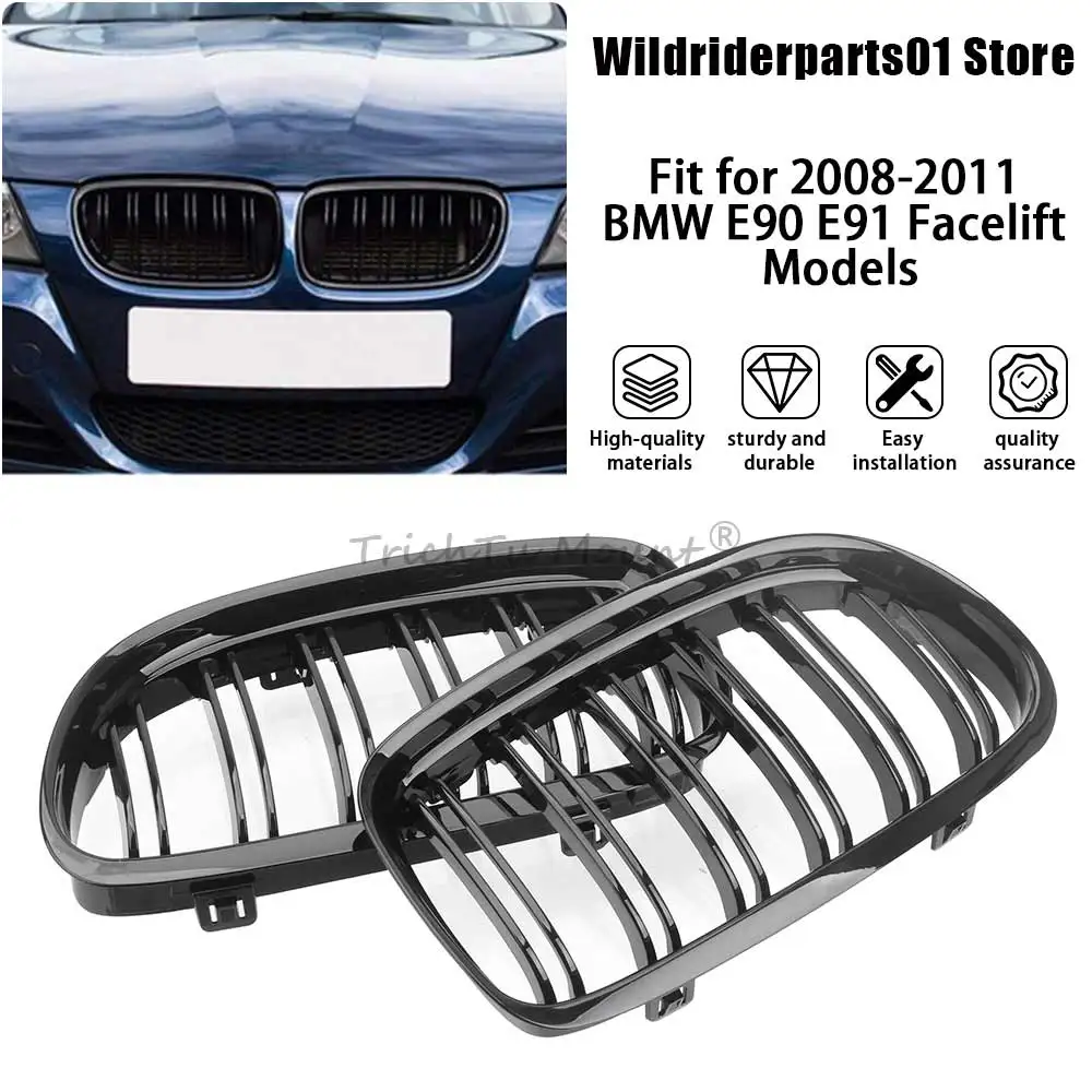 

Front Grill Grille Car Part Double-Layer Grille Style Black 2008-2011 For BMW E90 E91 Facelift Models LCI 323i 325i 330i 335i