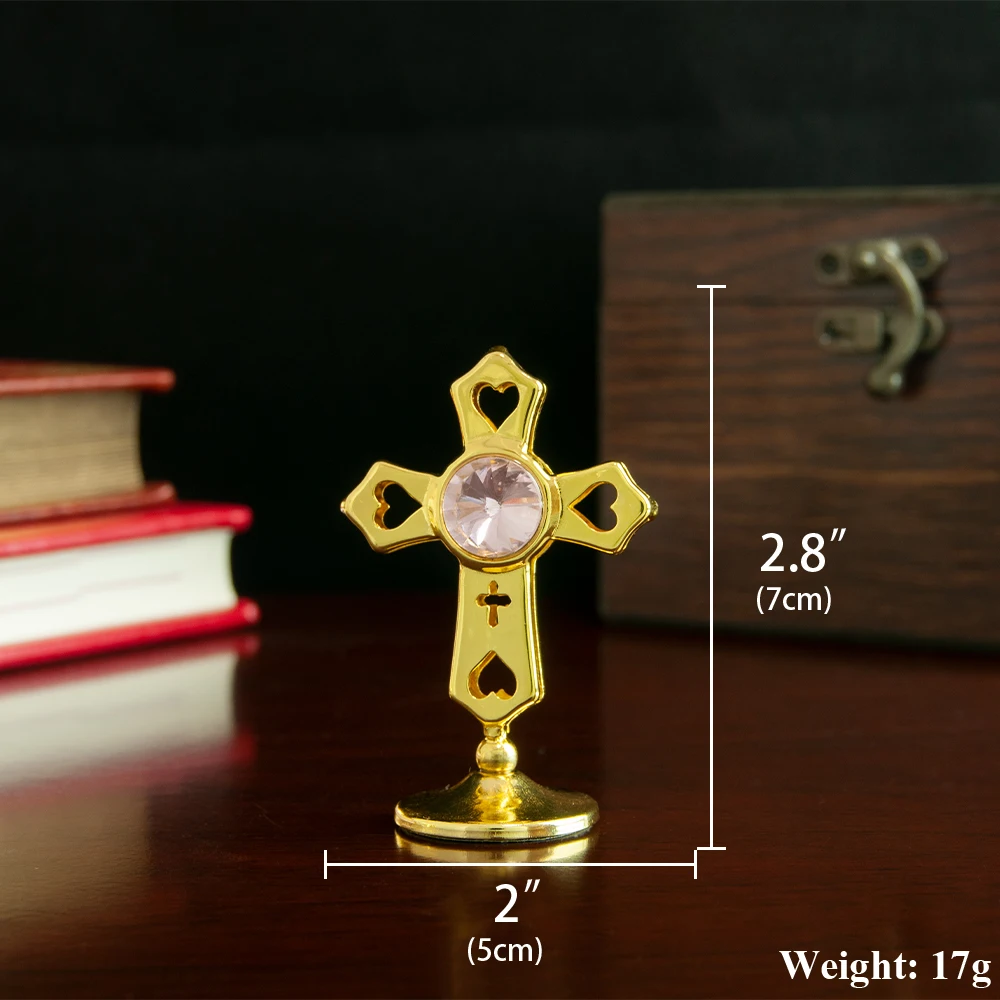 

New Exquisite Alloy Family Tabletop Decoration with Carved Religious Church Crosses Interior Center Console Decoration Box Gift