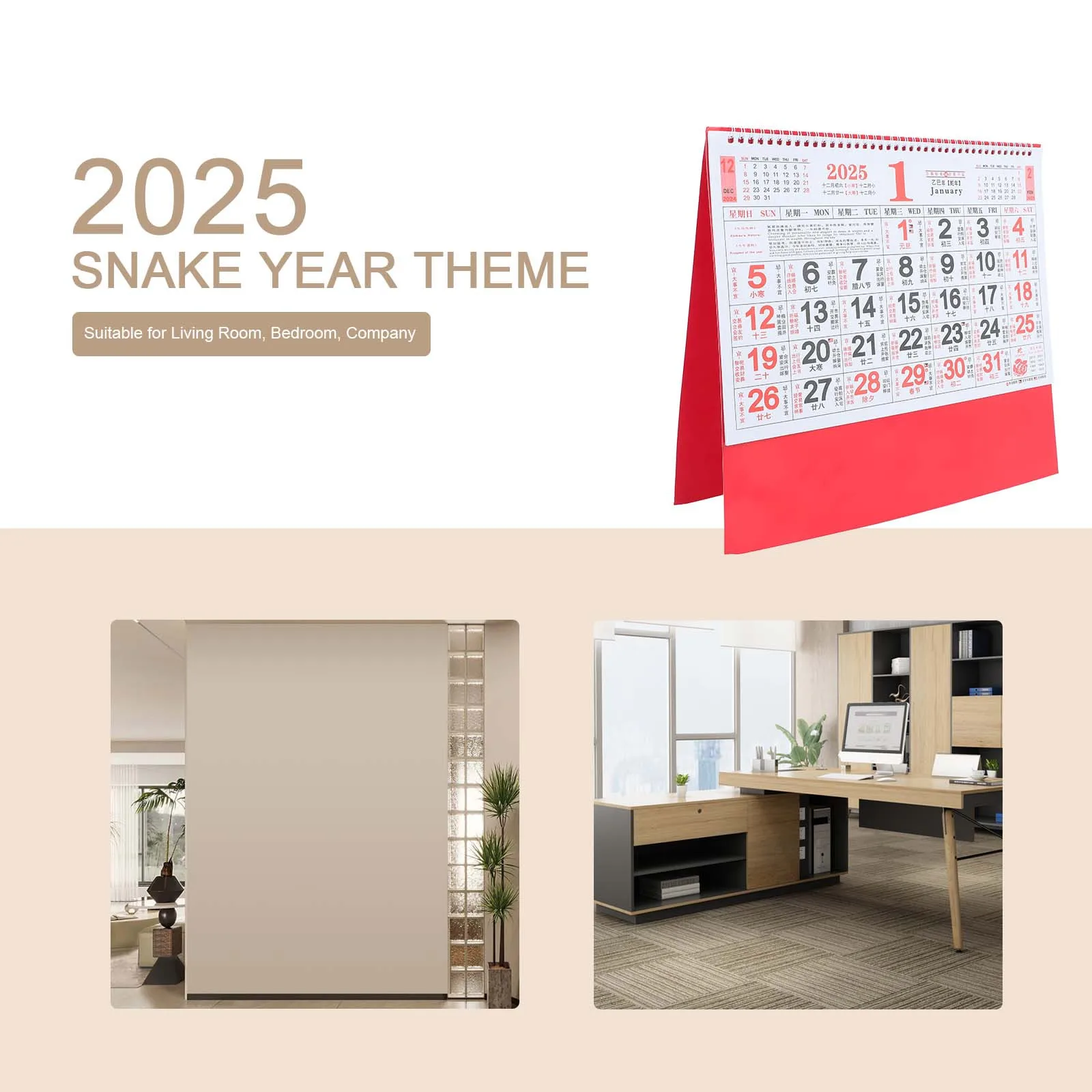 2025 Snake Year Hanging Wall Calendar Monthly Layout Fu Character Planner Calendar Traditional Chinese New Year Decor