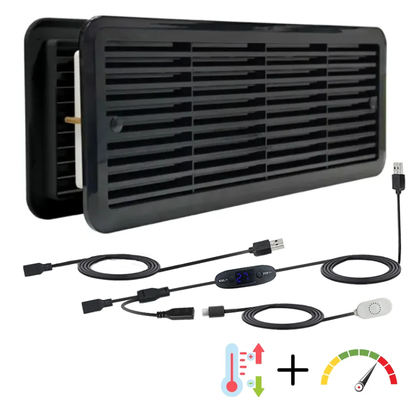 Temperature And 10-Speed Control 3 Window RV Side Wall Mounted Air Vent With 120mm Fans For Caravan & Camper Trailer Cooling