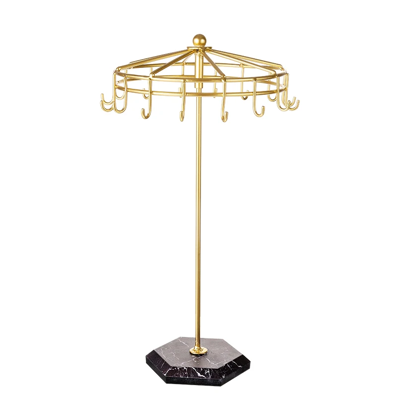 Iron jewelry rack, rotatable, multifunctional counter for home use, jewelry storage and decoration