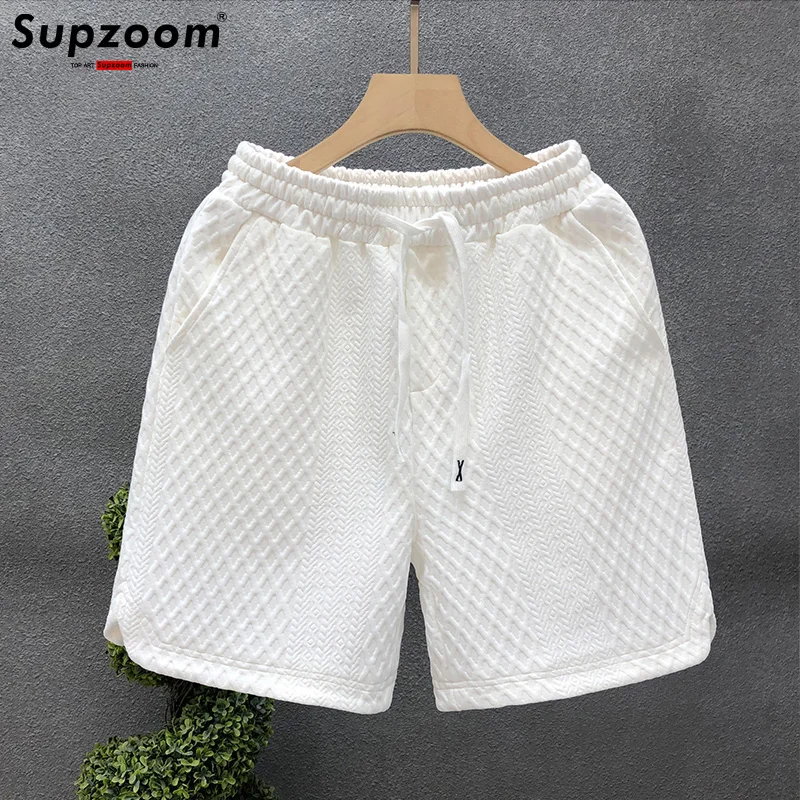 Supzoom New Arrival Top Fashion Cotton Elastic Waist Ribbed Grid Pattern Trend Loose Legged Summer Casual Ins Men Shorts