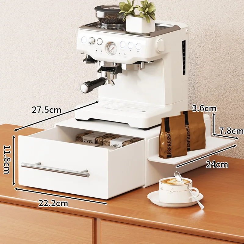 Coffee Storage Rack Pull-out Rack with Drawer Countertop Raised Racks Water Bar Base Coffee Machine Rack Kitchen Organizer