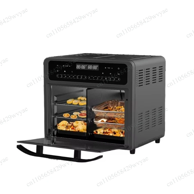 24L Stainless Steel Digital Air Fryer Oven Dual Zone 2 Baskets With Independent Cooking Zones
