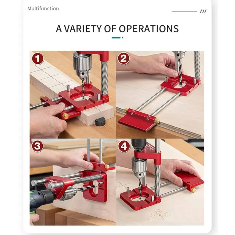 Woodworking Drill Positioner Hole Drill Guide Adjustable Hole Punch Positioner Alloy Steel Drill Template Guide Tool