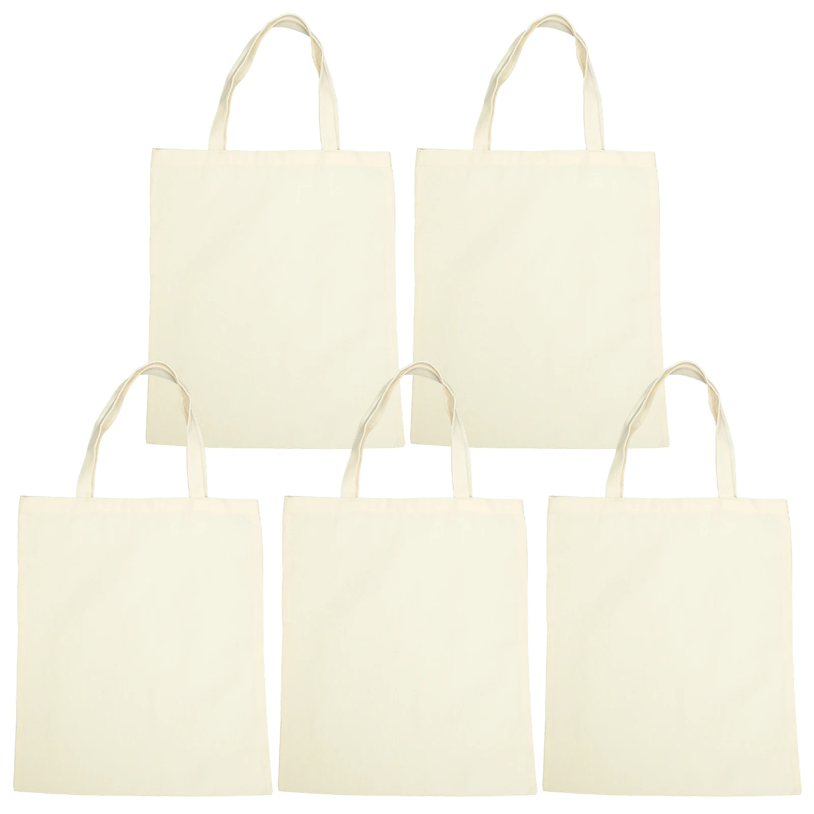 

5pcs Canvas Tote Bags Blank Shopping Bag For Women Large Grocery Shoulder Bag Diy Heat Transfer Cloth Carrier Beach