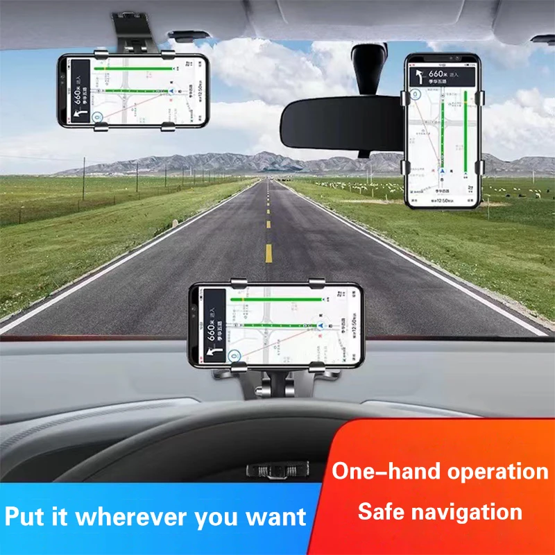 New Mobile Phone Bracket Auto Centre Dashboard Rearview Mirror Multifunction Car Interior Navigation Mount Universal Holder