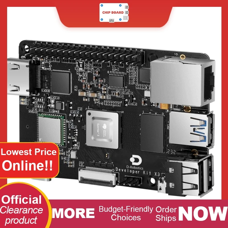 

Waveshare RDK X3 Edge AI Board: Quad-core A53, 5 TOPS inference, 2GB options from D-Robotics