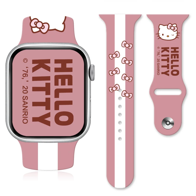 Hellokitty 2 حزام مطبوع لساعة أبل 46 مللي متر 44 مللي متر 42 مللي متر 41 مللي متر سوار سيليكون قابل للاستبدال حزام الساعات ل iWatch 11 10 9 8 SE