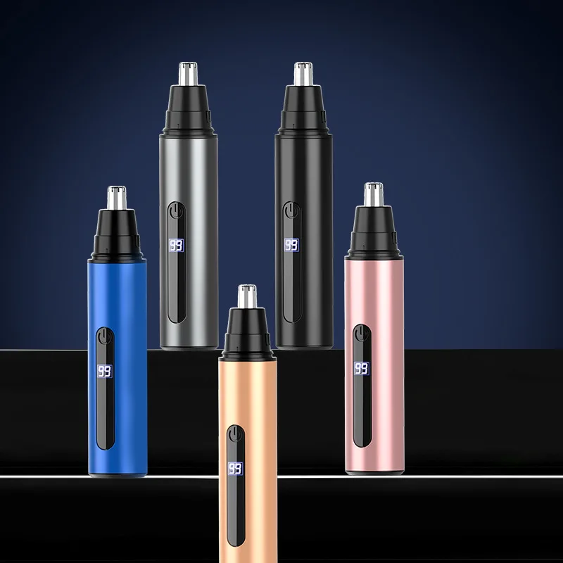 전기 코 머리 트리머 휴대용 코 귀 머리 눈썹 트리머 남성용 LED 디스플레이 충전식 코 트리머